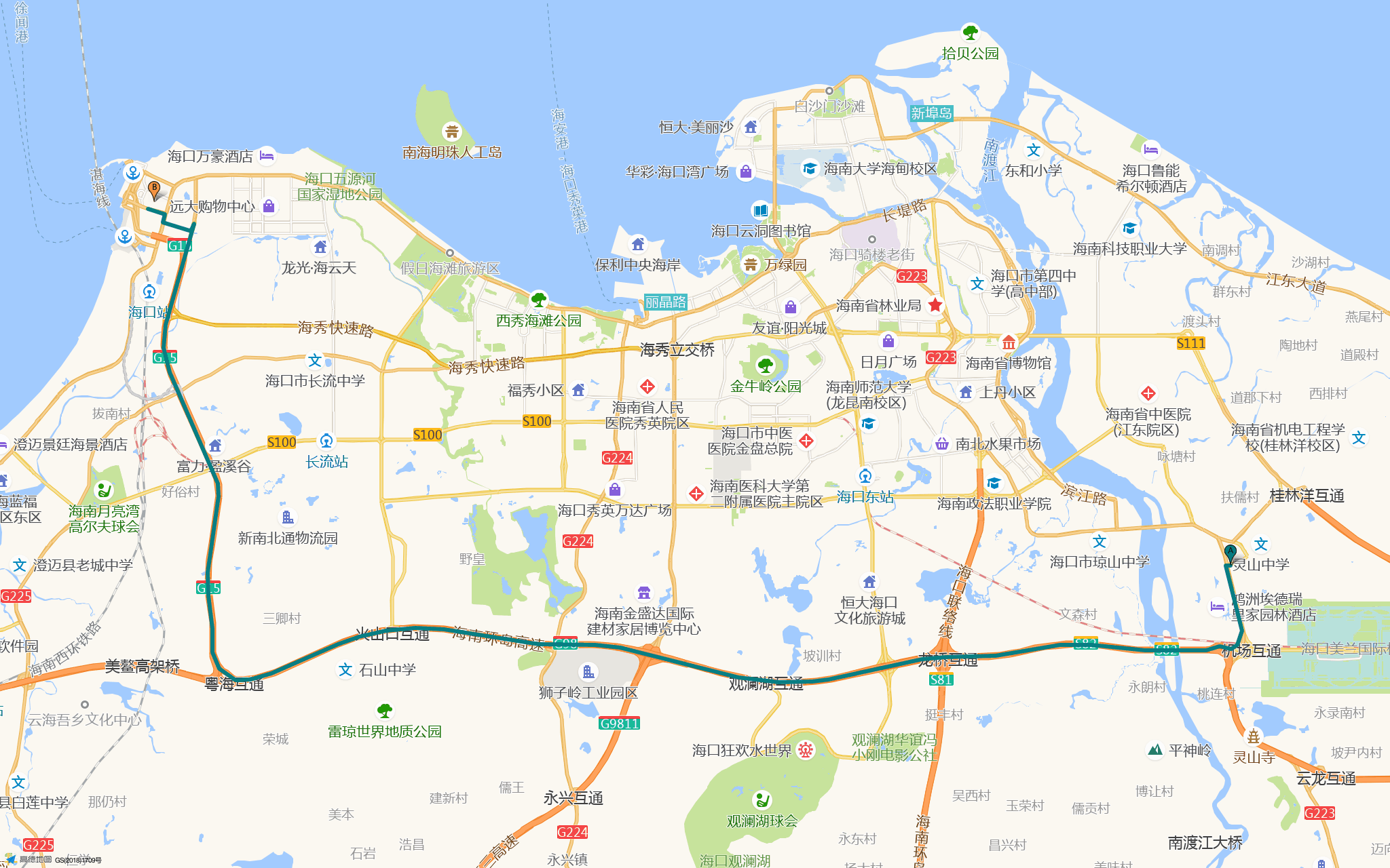 酒店 → 免税城路线图